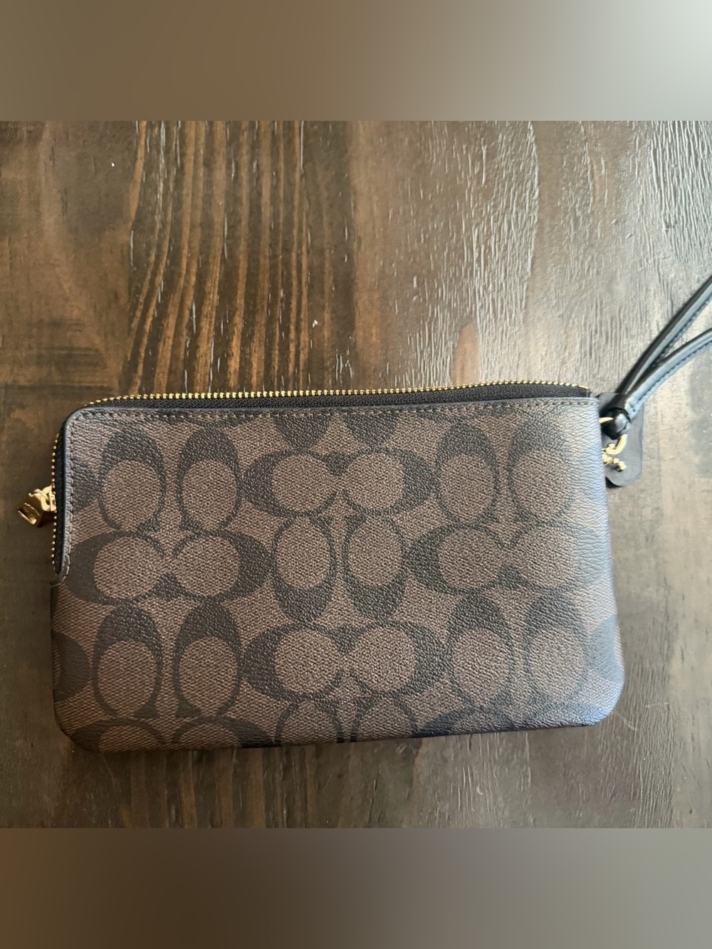 Coach Brown Signature Canvas Wristlet - Picture 2 of 3